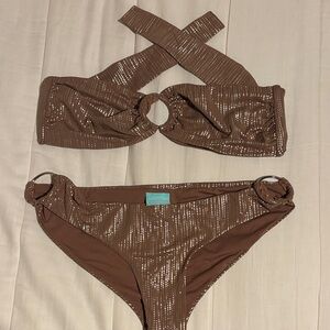 Melissa Odabash Brown Bikini with Silver Details